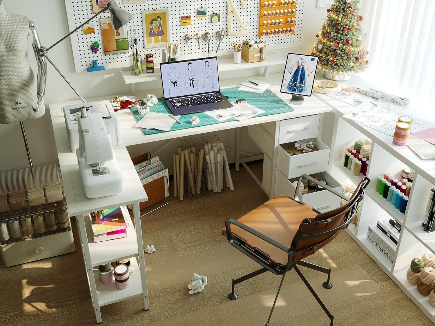 Scrivanie: Schreibtisch Eckschreibtisch mit USB Steckdose Weiss – Nuovo e nell'imballaggio originale da Schaffhausen venduto da AllesMussRaus90 3