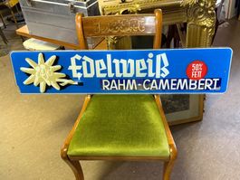 EDELWEISS Rahm Camembert alte Hinterglas Werbung