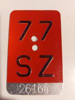 Velonummer SZ 77 Mofanummer plaque Velo