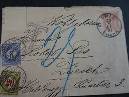 25.IX.95., PRAG SCHÖNER NACHPORTOBRIEF, ZWEIFARBIGE MARKEN