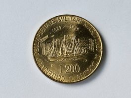 Pièce de 200 Lires - Arsenal de Taranto - Italie -1989