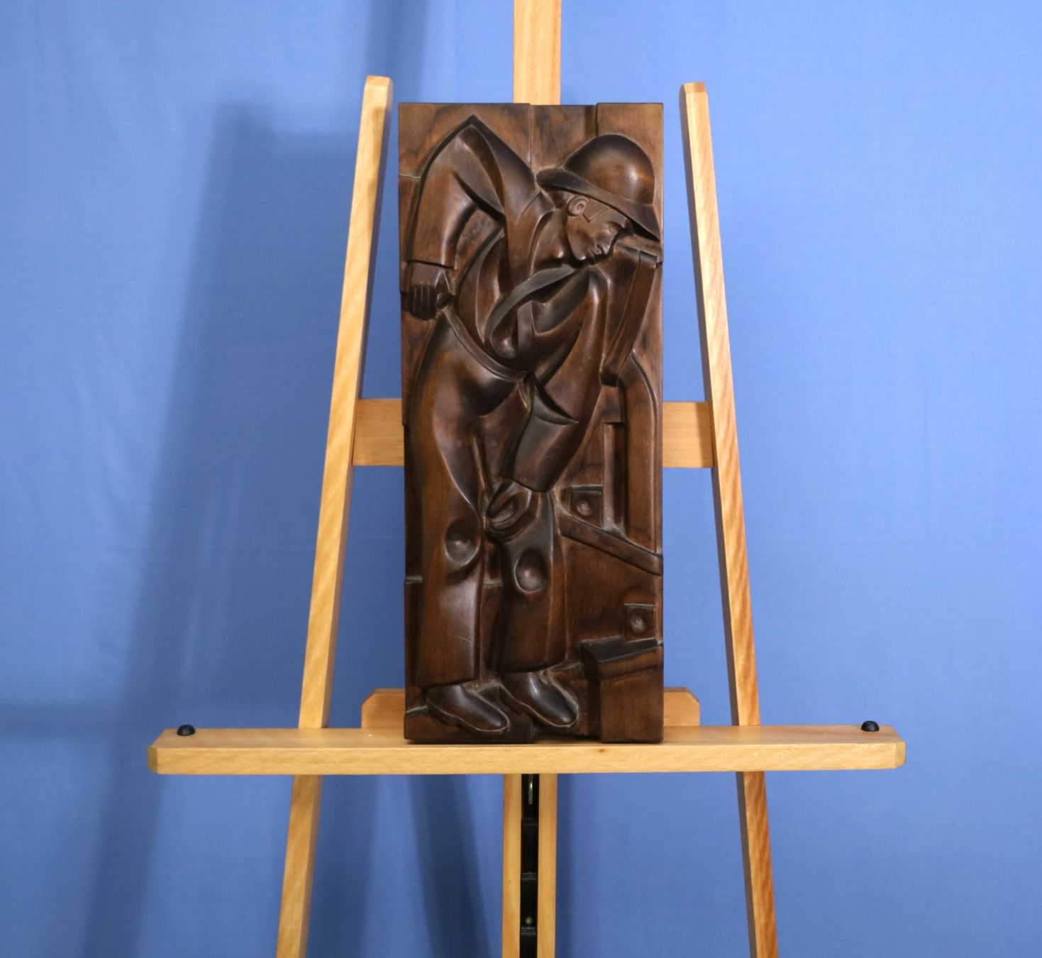Skulpturen & Statuen: Holzskulptur "Arbeiter" Verso bezeichnet "Mutschnengia 1990" – Gebraucht aus Zug von Kunst-Fundgrube 5