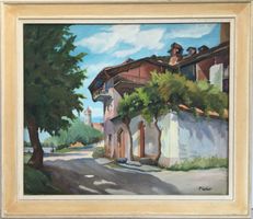 F.Kohler Ölgemälde auf Leinwand Verso bezeichnet "Rünenberg"