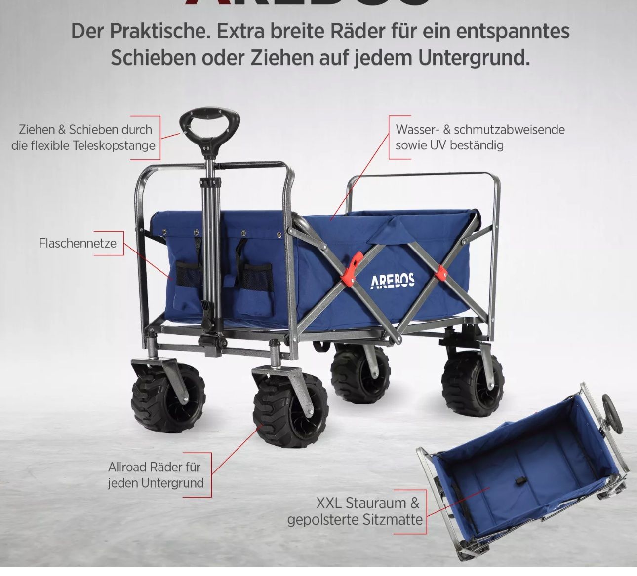 Carriole: Stabile Bollerwagen ohne Dach – Nuovo e nell'imballaggio originale da Amriswil venduto da JaJa-Express 2