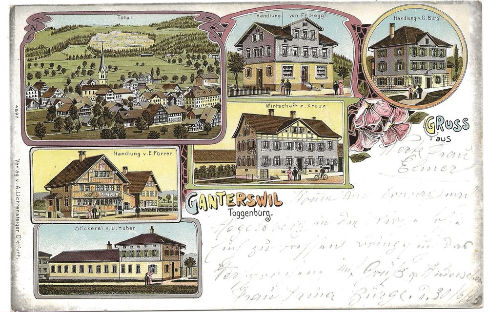 Gruss Aus Ganterschwil Sg Togg Lichtensteiger Litho 1905 Kaufen