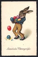 Osterhase mit dem Arm voller Eier, 1934