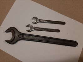 3 alte Gabelschlüssel, DIN 894
