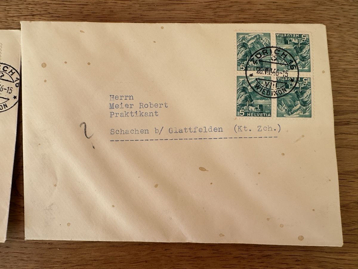 Alle Briefmarken: 2x Kehrdrucke 1946 auf Brief – Gebraucht aus Schmitten / FR von Samsara169 2
