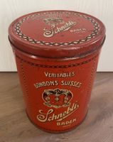Antike rare Blechdose  "FEINSTE BONBONS Schnebli, BADEN"
