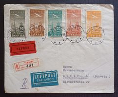 Dänemark LUFTPOST SATZ nach Zürich 1937