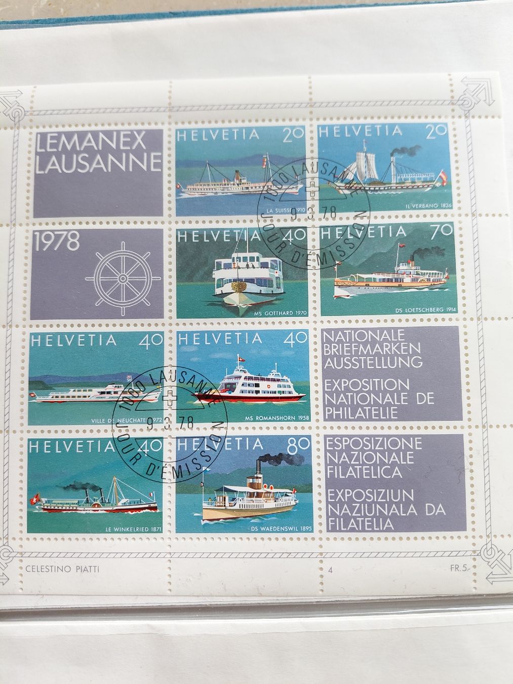 Tutti i francobolli: Lausanne 1978  Bogen gest. – Nuovo e nell'imballaggio originale da Bonaduz venduto da topolino052 1
