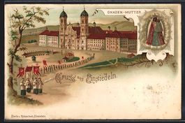 Litho Einsiedeln, Procession vom Kloster