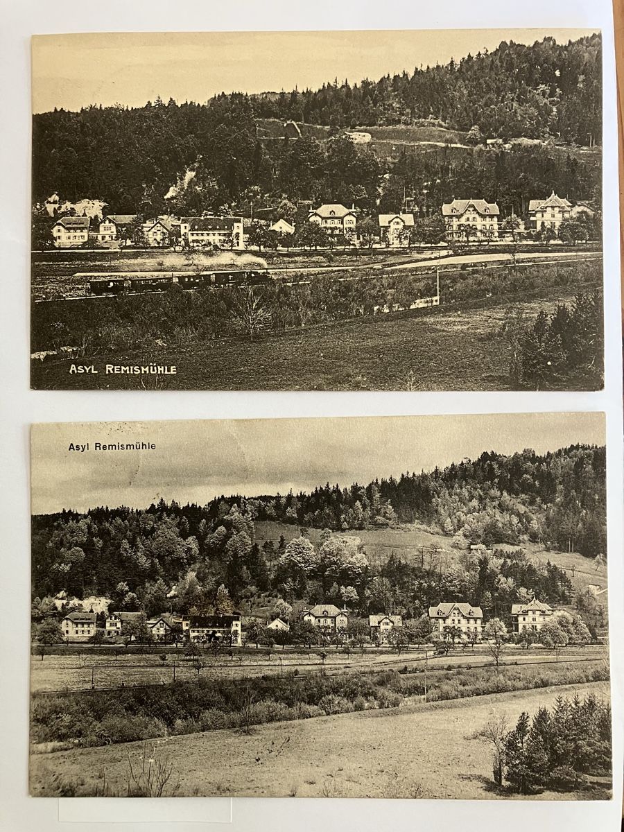 Cartoline postali: Zwei Postkarten Rämismühle, Zell ZH – Usato da Bauma venduto da Baumer71
