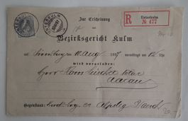 1897 Bezirksgericht Kulm R-Brief Unterkulm nach Aarau