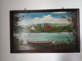 antikes Deko-Ölbild für Liebhaber des Landhausstils