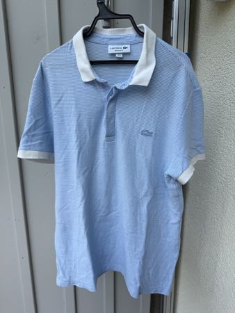Lacoste Poloshirt gestreift hellblau Grösse 4 / M
