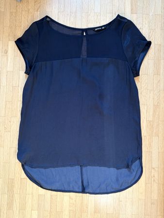 Chemisier bleu marine avec empiècement transparent , T S