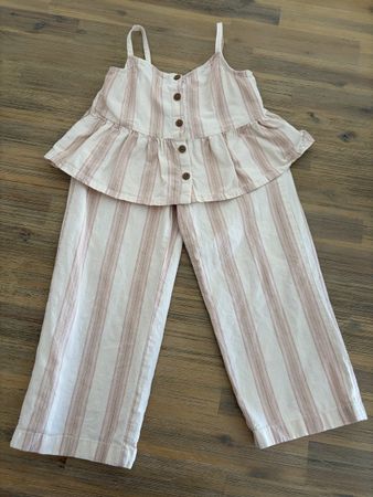 Ensemble rayé rose/beige taille 116