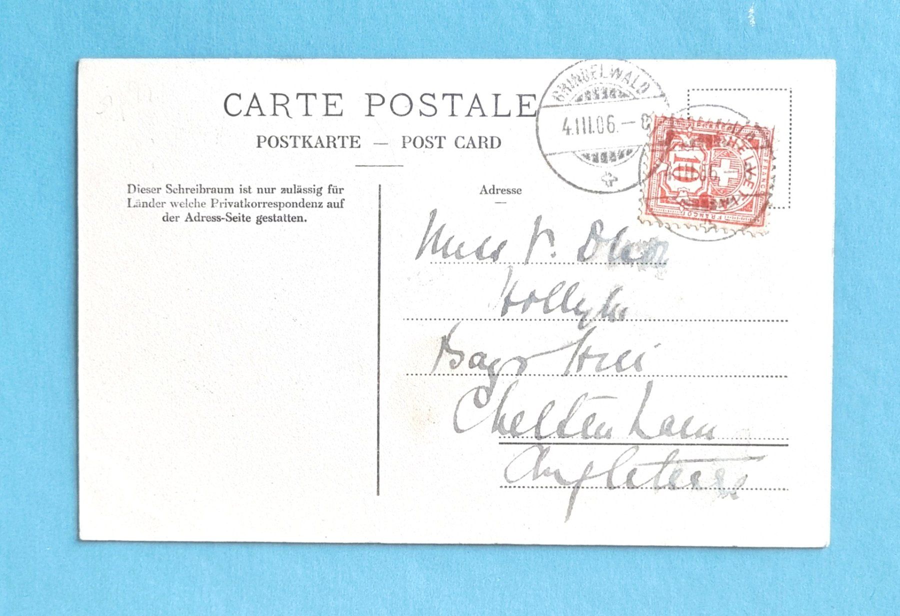 Cartoline postali: Grindelwald - Bahnofstrasse im Winter 1906 – Usato da Rothrist venduto da RROENK 1