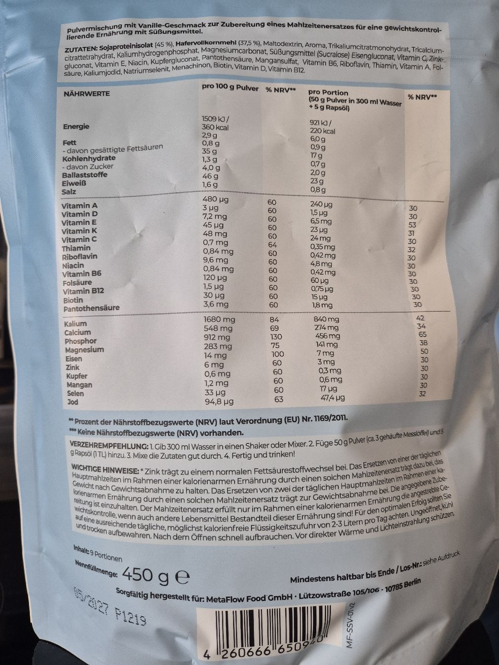 Cibi & Specialità: Metaflow Stoffwechselshake Vanilla Powder 450g Newb – Nuovo e nell'imballaggio originale da Wangen b. Olten venduto da Dalistyle83 1
