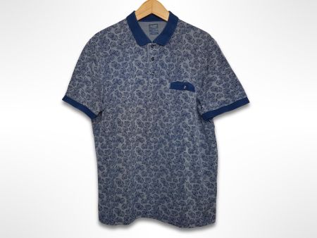OLYMP Blau gemustertes Poloshirt Gr. XL