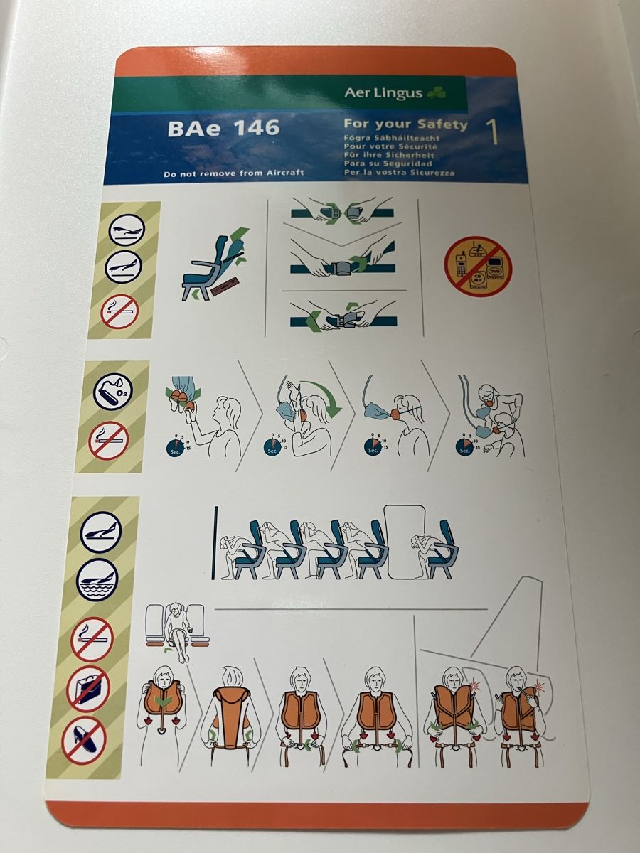 Cartoline: Aer Lingus BA 146 Safety Card – Usato da Zürich venduto da Classic_Collection_Zurich 1