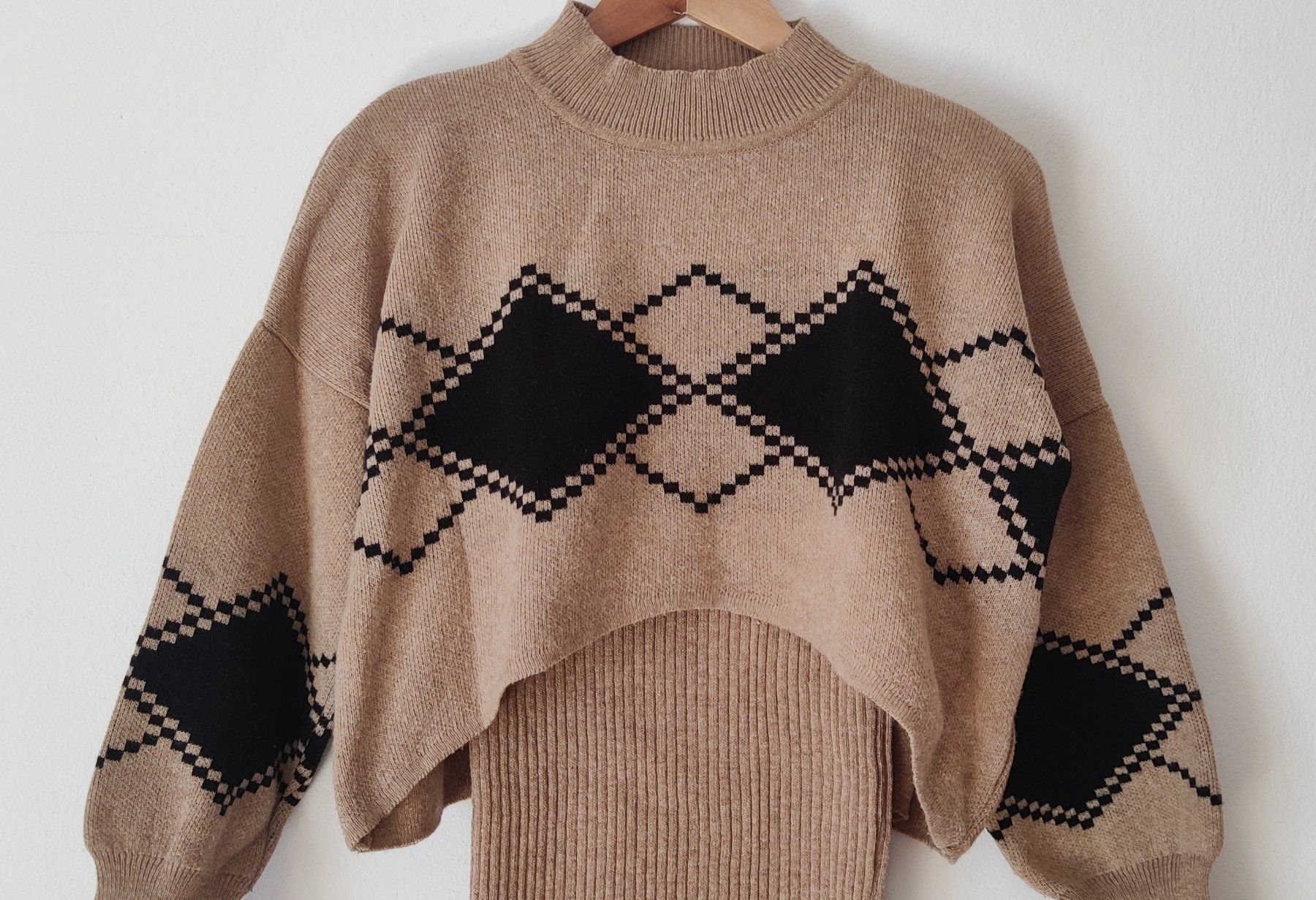 Vestiti: Maxi Strick-Kleid mit Pullover Pulli Zweiteiler Rauten Gr.S – Usato da Winterthur venduto da Lotusherz 1