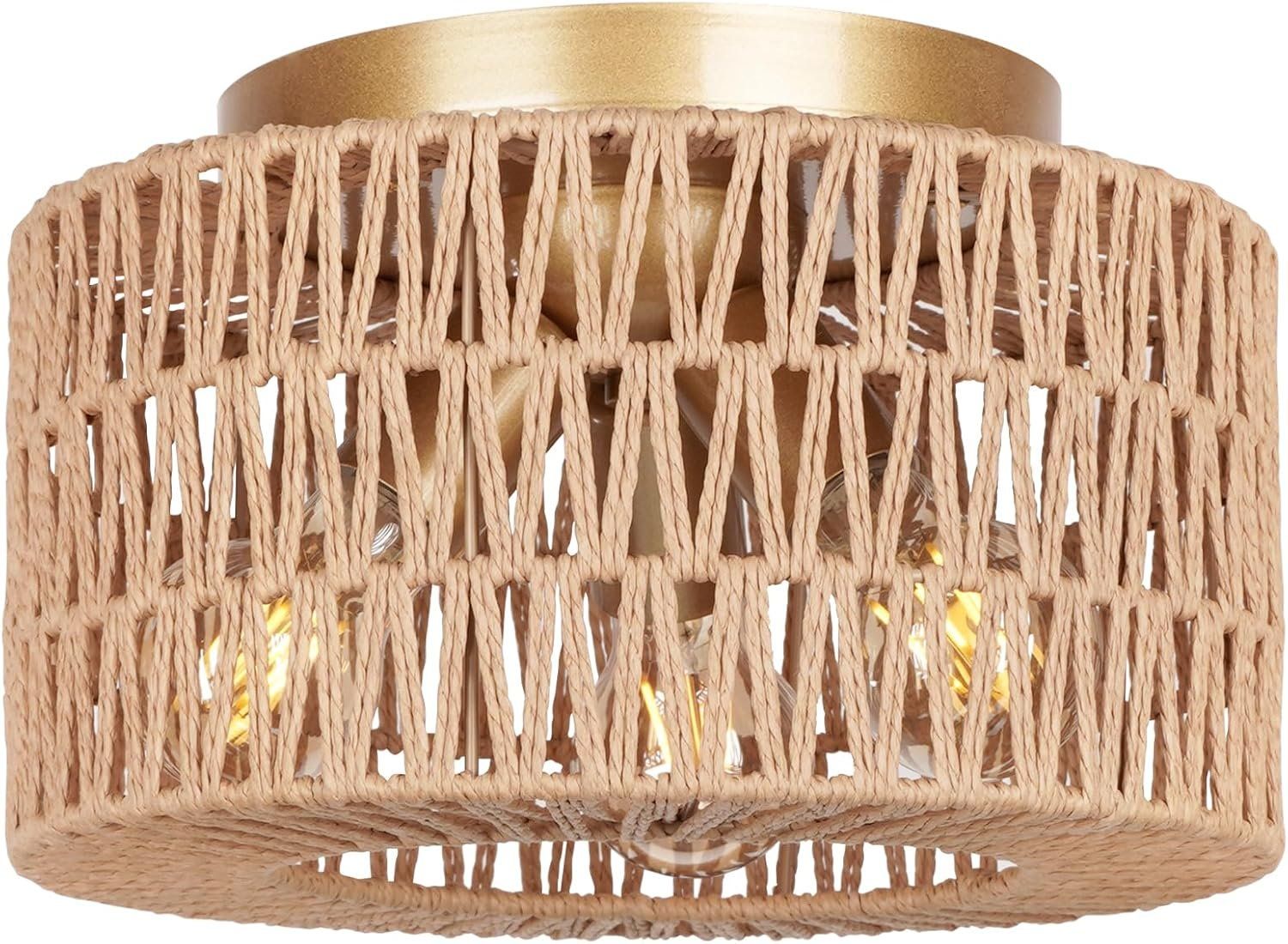 Lustres & lampes de plafonds: Deckenlampe Boho 3-flammig Rattan Vintage E27 Wohnzimmer – Neuf avec emballage d'origine à Hallau par Sale50OFF 7
