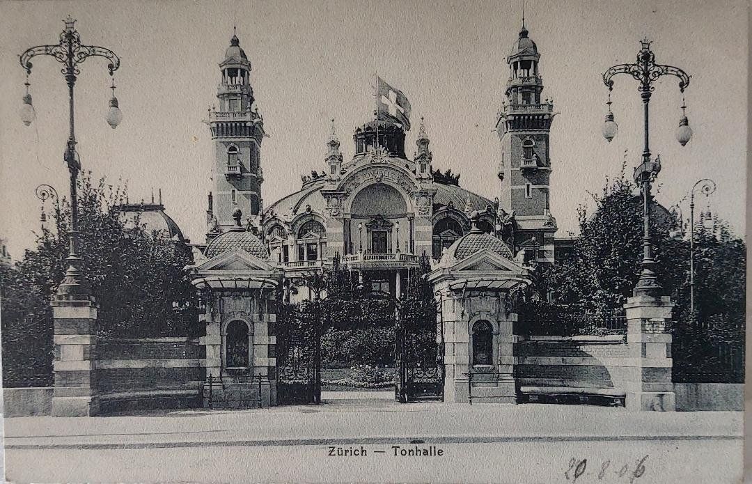 Cartoline postali: ZÜRICH - Tonhalle - 1906 – Usato da Delémont venduto da Domdom1