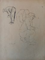 Ernest PIZZOTTI (1905-1984) dessin à l'encre, travailleurs