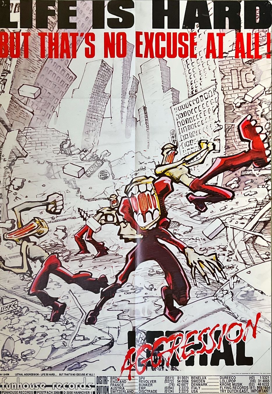 Dischi in vinile: Lethal Aggression original LP Promo Poster 78x59cm HC Punk – Usato da Berneck venduto da rye7778