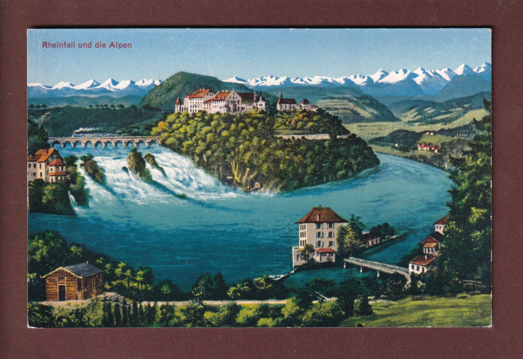 Cartoline postali: RHEINFALL und die Alpen – Usato da Pully venduto da nicecards