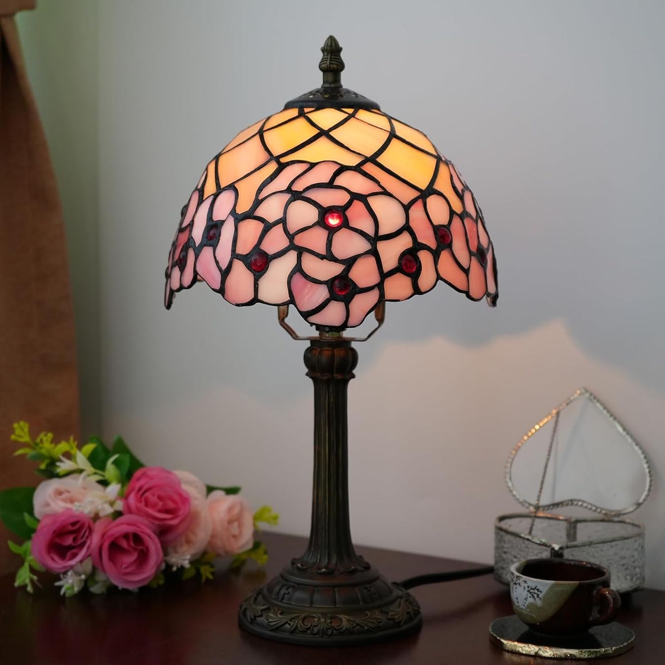 Lampade: Tiffany Tischlampe Kirschblüten Buntglas E27 – Nuovo e nell'imballaggio originale da Hundwil venduto da pak_7zvn 4
