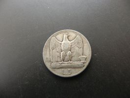 Italien 5 Lire 1928 Silber 5 g