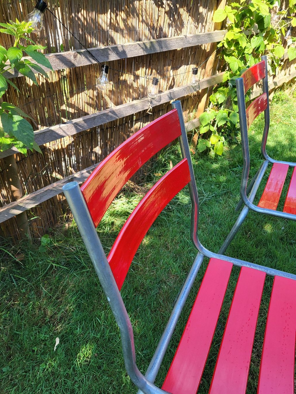 Sedie: Zwei Gartenstühle rot Metall gestell – Usato da Hettiswil venduto da Mats_Lee 2