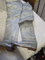 Elegante Overknee-Stiefel Echtleder – Gr. 40 – Hellgrau / K