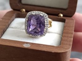 Superbe Bague argent plaqué or "Vintage Style" – Améthyste!