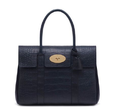 Mulberry - Bayswater Midnight Blue Croc Kalbsleder