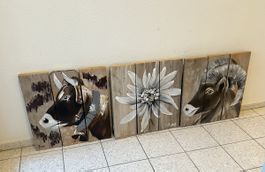 Schweizer Bilder Kunstwerk Bild auf Holz , Unikat, Kuh,