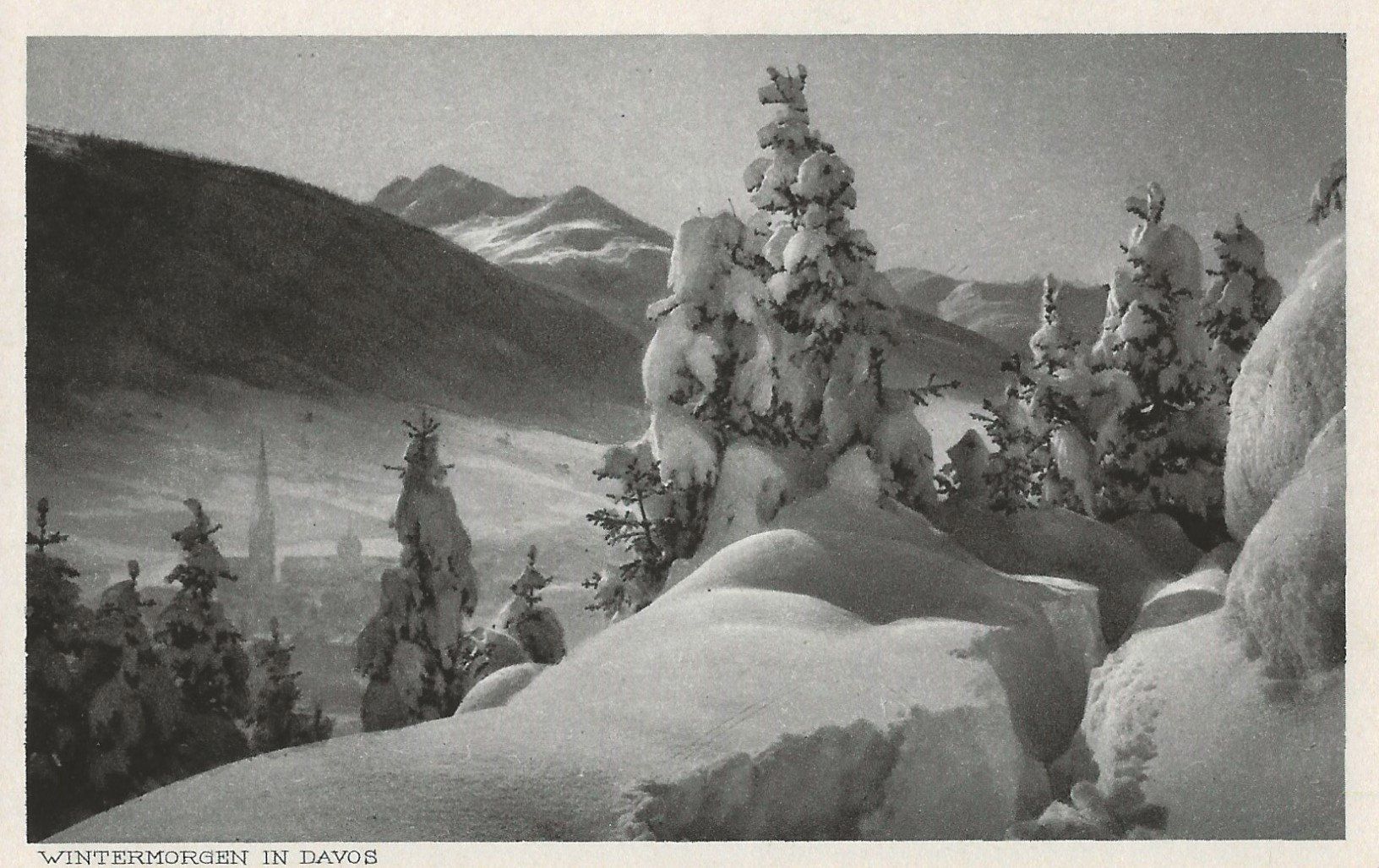 Cartoline postali: E. Meerkämper, Winterlandschaft in Davos – Usato da Frauenfeld venduto da Merk52
