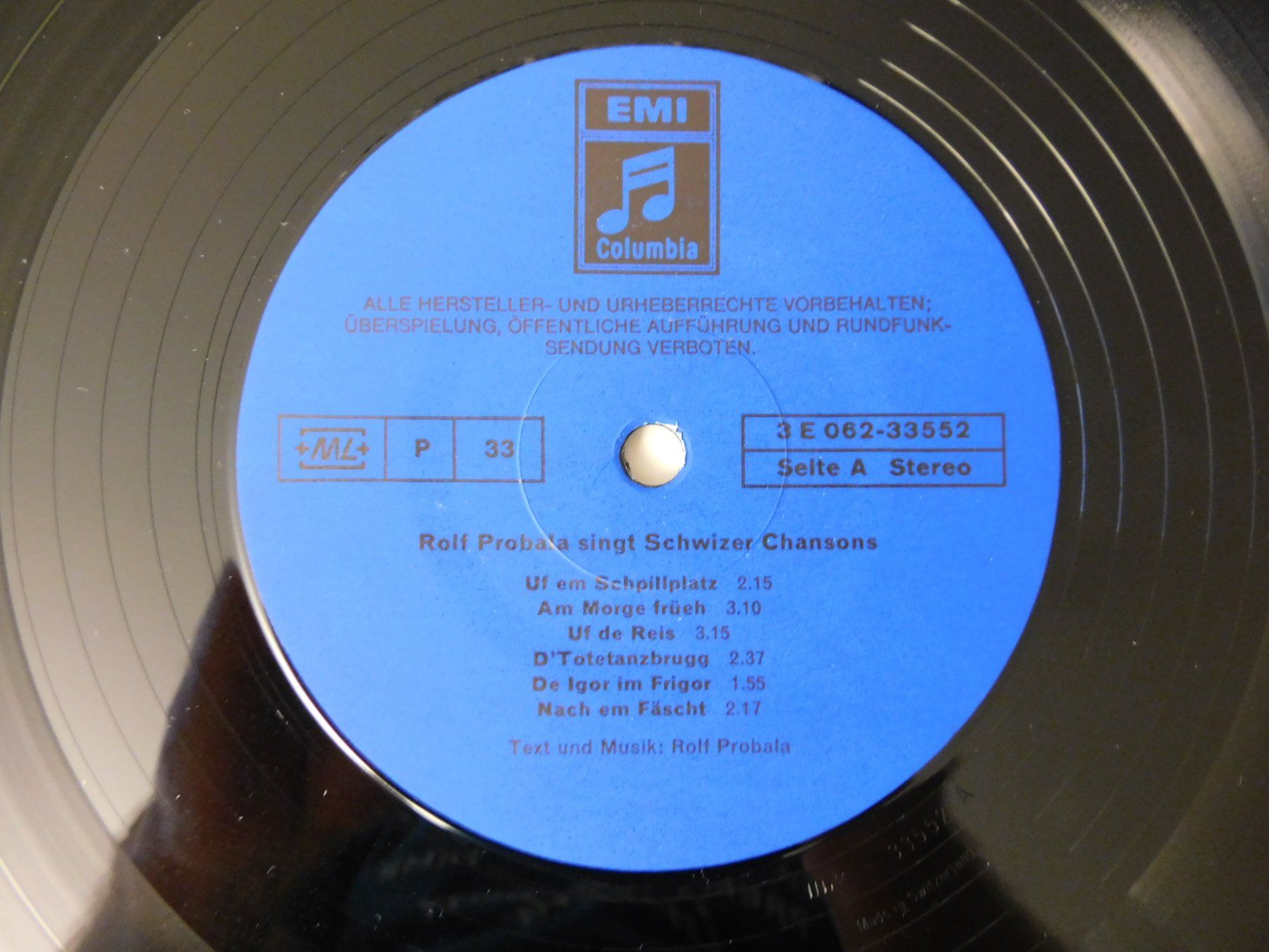 Schallplatten: Rolf Probala – Rolf Probala Singt Schwizer Chansons – Gebraucht aus Emmenbrücke von Dickens 2
