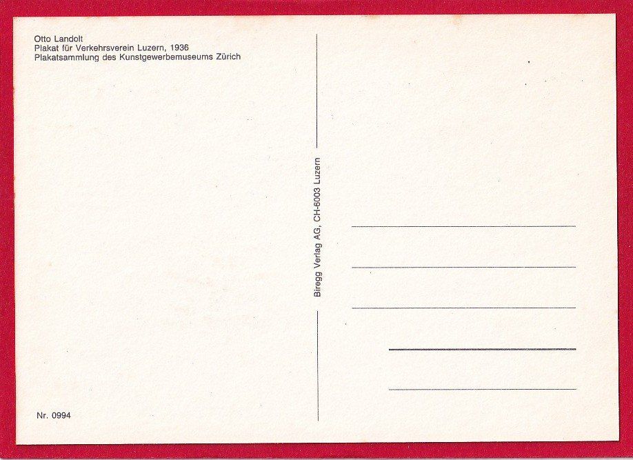 Cartoline postali: LUZERN, LUCERNE, PLAKAT-REPRODUKTION, SEMIMODERNE KARTE – Usato da Grüningen venduto da Kartenlaube 1