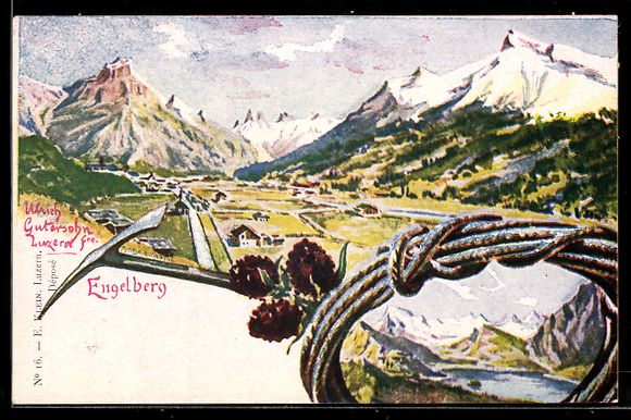 Cartoline postali: Engelberg, Talansicht mit Ort und Bergku – Usato da Berlin venduto da bartko-reher