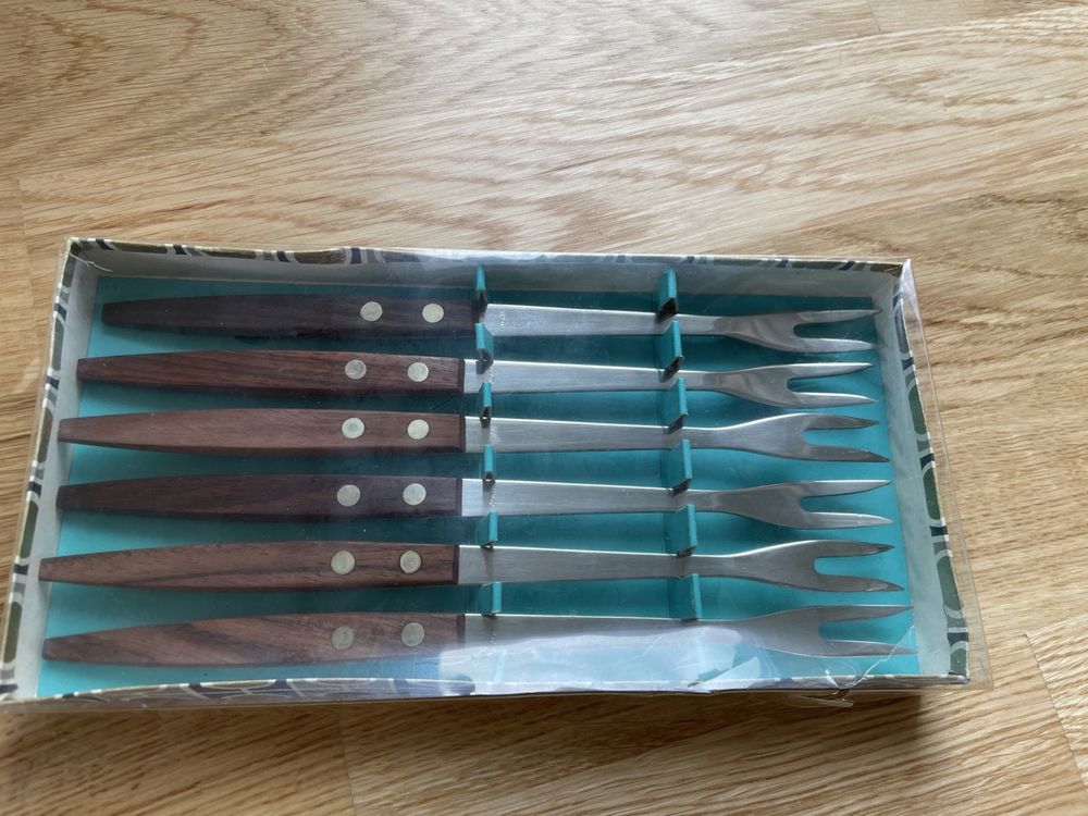 Forchette: Fonduegabeln Set, 6 Stk. Holzgriff, Vintage Design, Top! – Usato da Liebefeld venduto da Langspielplatte 3