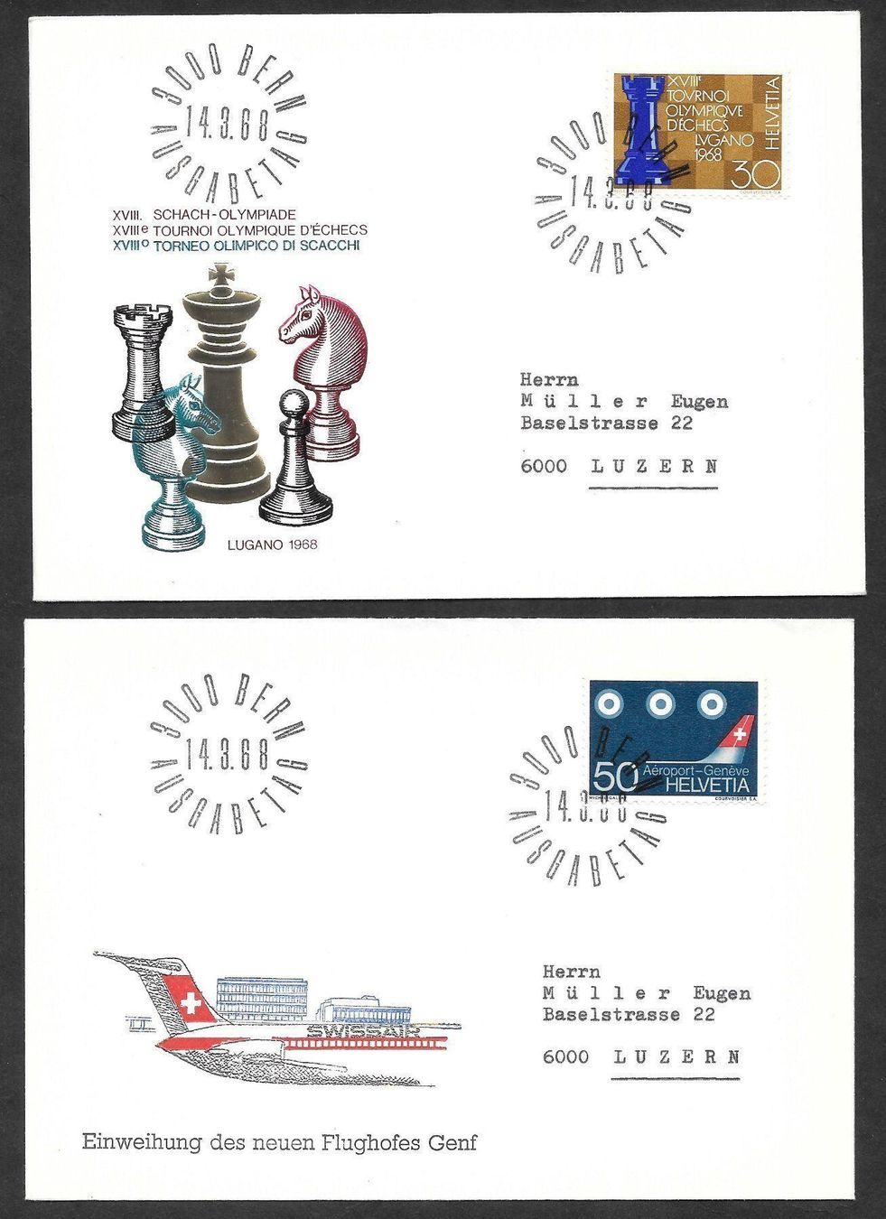 Tutti i francobolli: 4 FDC 453-456 Serie Einzelmarken ET 14.3.1968 – Nuovo (secondo la descrizione) da Olten venduto da clotaldi 1