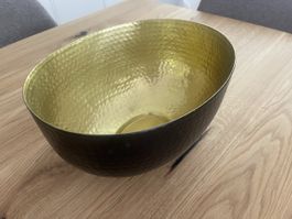 Deko-Schale aus Metall, gehämmert, Gold/Schwarz Versand 11.-