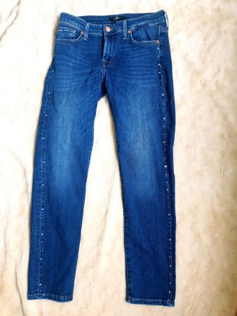 7 FOR ALL MANKIND 27 PYPER CROP SLIM GLITZER HOSE JEANS TOP