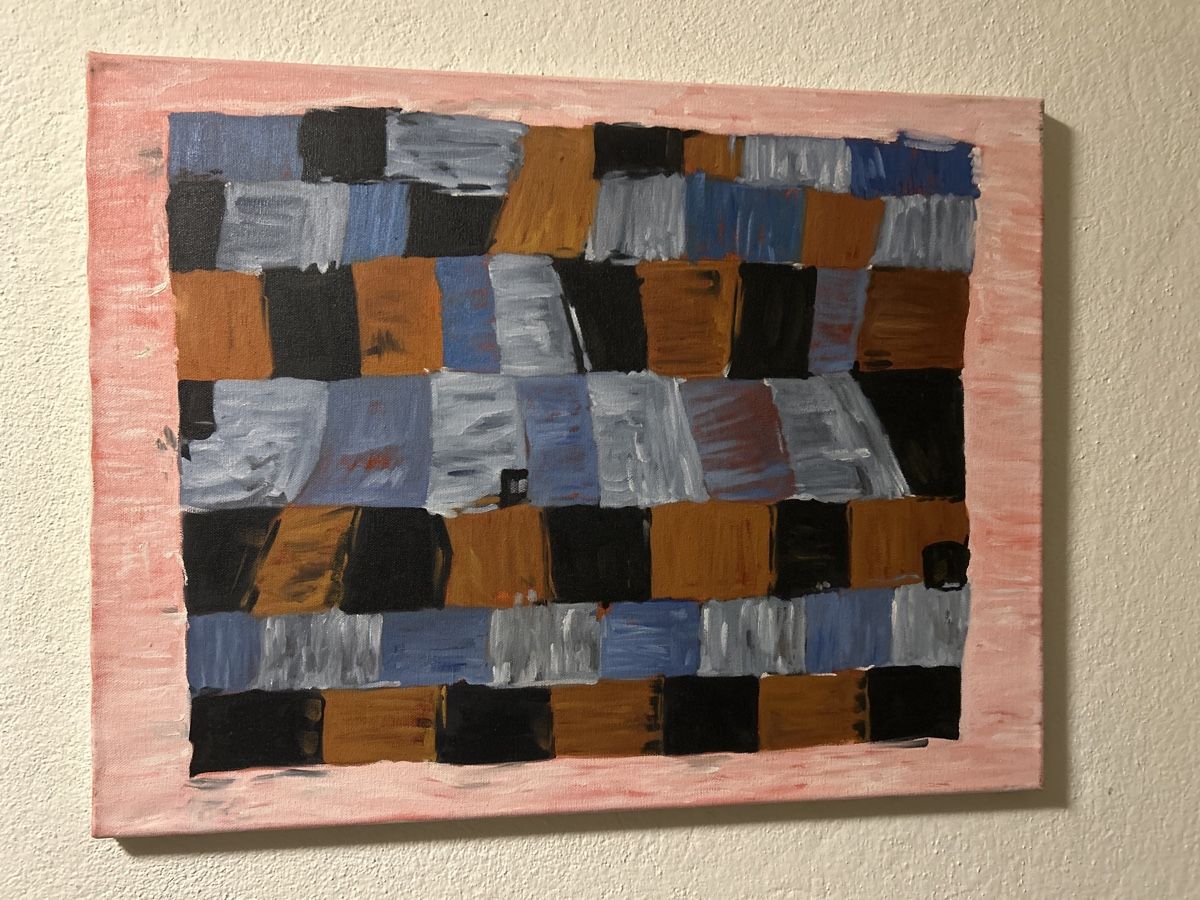 Gemälde: Abstraktes Gemälde, im Stil von Paul Klee – Gebraucht aus Glarus von KunstWerkEr-LS87