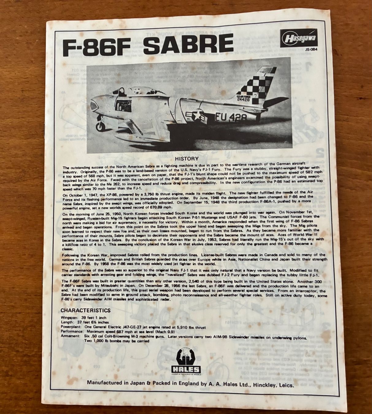 Kit di modellismo & Modellini statici: Hasegawa F-86F Sabre Model – Usato da Illnau venduto da smpk 4