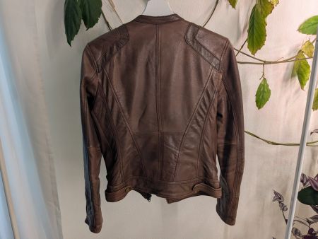 Pull&Bear brown leather fitted jacket, size M unique vintage